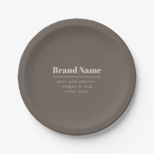 Bold Modern Dark & Light Beige Brand or Business Paper Plate
