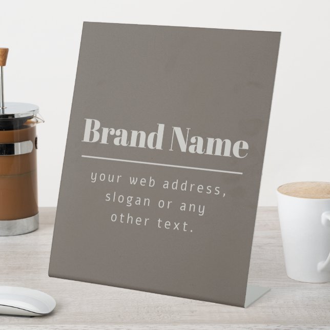 Bold Modern Dark & Light Beige Brand or Business Pedestal Sign (In SItu)
