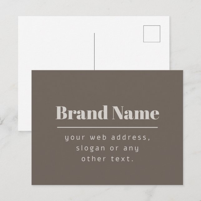 Bold Modern Dark & Light Beige Brand or Business Postcard (Front/Back)