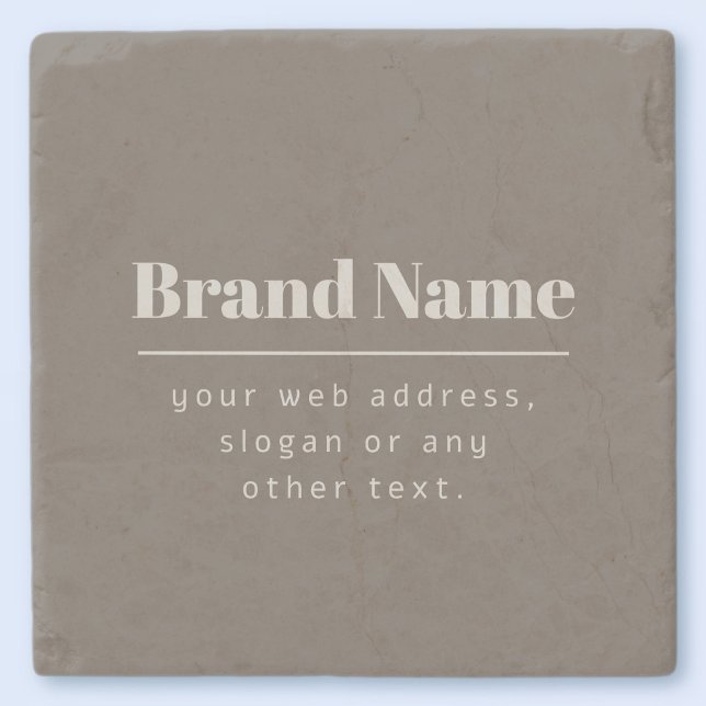 Bold Modern Dark & Light Beige Brand or Business Stone Coaster (Creator Uploaded)