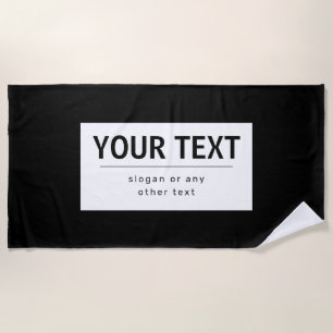 Bold Modern Editable Text   Black & White Beach Towel