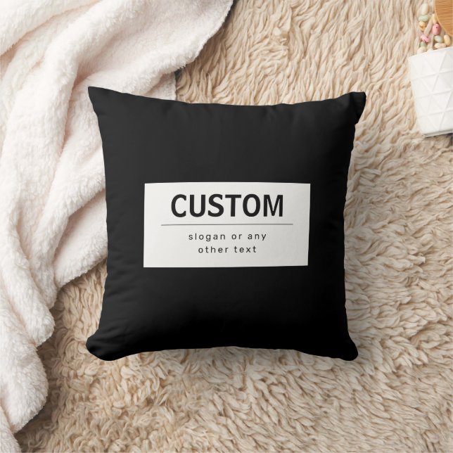 Bold Modern Editable Text | Black & White Cushion (Blanket)