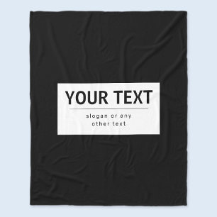 Bold Modern Editable Text Black & White Fleece Blanket