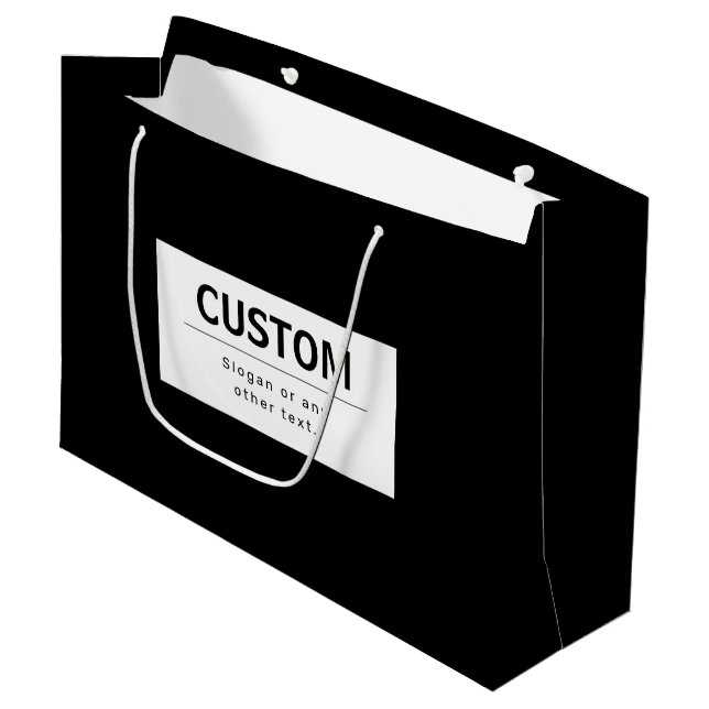 Bold Modern Editable Text | Black & White Large Gift Bag (Front Angled)