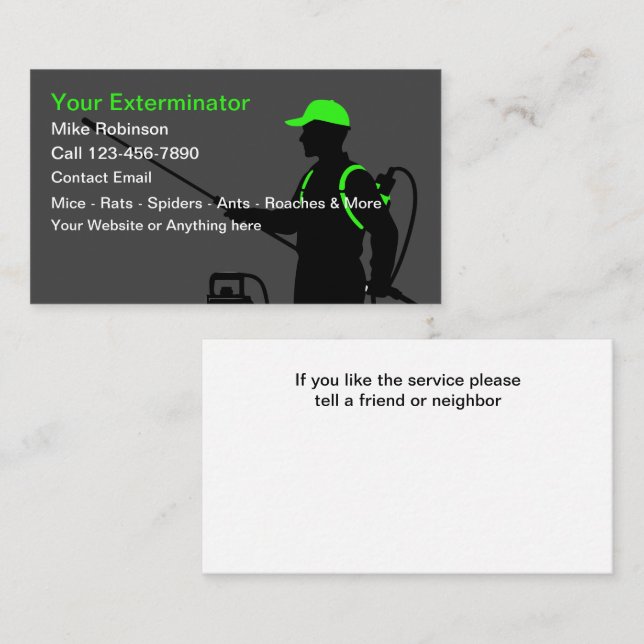 Bold Modern Exterminator Pest Business Cards (Front/Back)