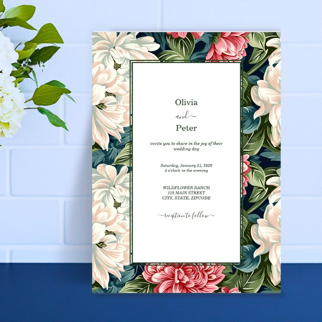 Bold Modern Floral Wedding Invitation (Bold Modern Floral Wedding Invitation)
