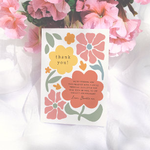Bold Modern Flowers Unique Illustrated Baby Shower Thank You Card