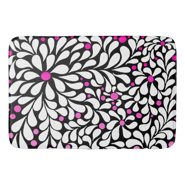 Bold modern flowers with pink ombre  bath mat (Front)