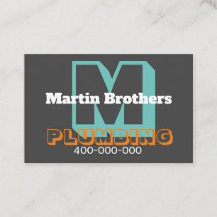 bold modern for plumber or other profession grey   business card