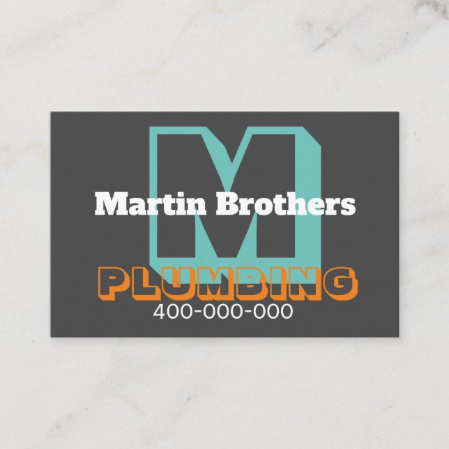 bold modern for plumber or other profession grey   business card (Front)