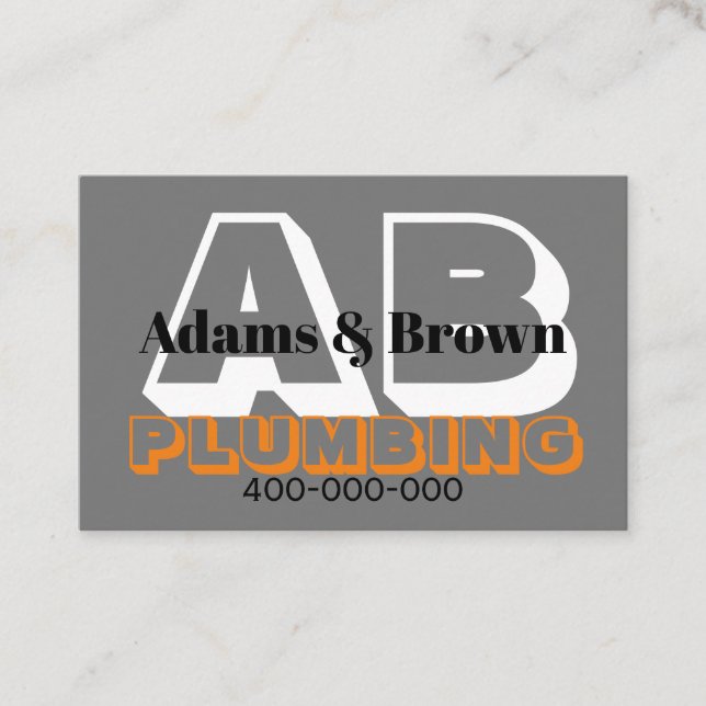 bold modern for plumber or other profession grey  business card (Front)