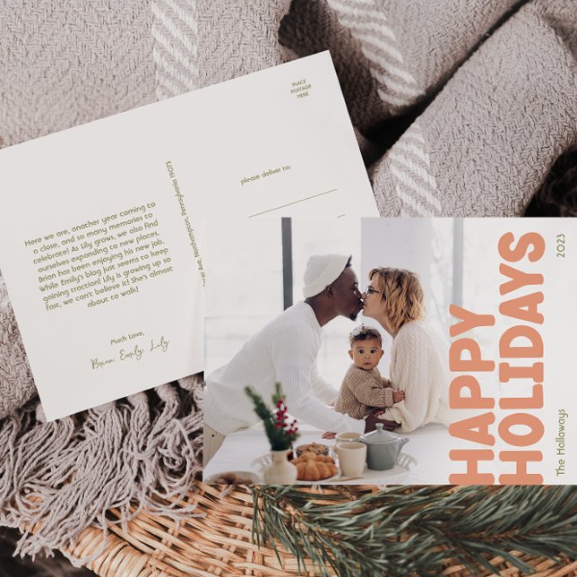 Bold Modern Full Photo Happy Holiday Postcard (Creator Uploaded)