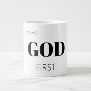 Bold Modern God First Faith Saying Slogan Large Coffee Mug