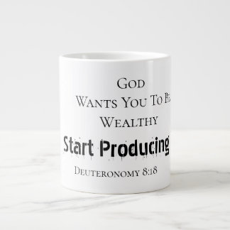 Bold Modern "God wants you to be wealthy" Faith Large Coffee Mug