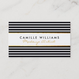 BOLD modern gold horizontal stripe black white Business Card