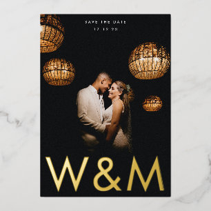 Bold Modern Gold Photo Monogram Save The Date