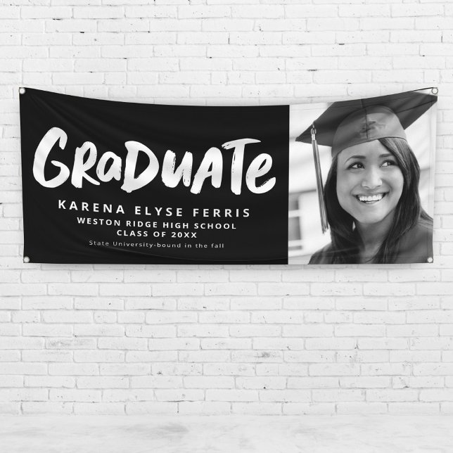 Bold modern graduate one photo black and white banner (Creator Uploaded)