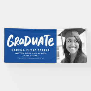 Bold modern graduate one photo blue graduation banner