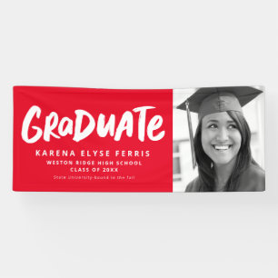 Bold modern graduate one photo red graduation banner
