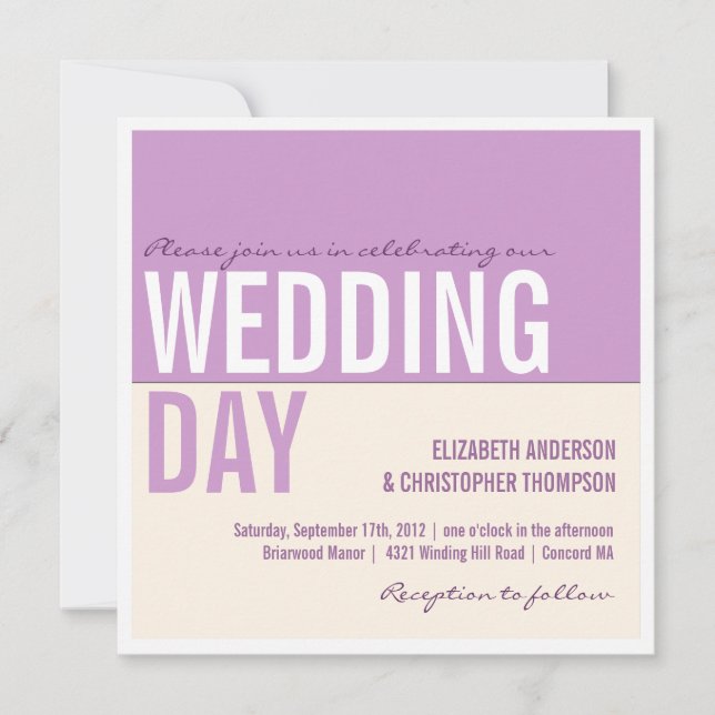 Bold Modern Graphic Block Wedding Invitation (Front)