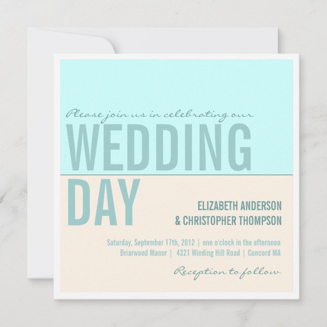 Bold Modern Graphic Block Wedding Invitations (Front)
