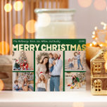 Bold Modern Green Five-Photo Merry Christmas Gold Foil Holiday Card<br><div class="desc">Send warm wishes this holiday season with this unique and cute, bold modern green five-photo Merry Christmas gold foil holiday card. Its simple and minimalist design features boho-inspired elements in gold foil. Celebrating the festive spirit of December, this design brings a cheerful and fun touch to any occasion. The gold...</div>