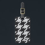 Bold modern grey black houndstooth with monogram luggage tag<br><div class="desc">Chic, trendy fashion, modern houndstooth pattern in black and grey, this bold oversized preppy style dog tooth check design is perfect for cool gifts for men. Custom the personalised monogram with your initial. You can also click "customise it!" button under product photo to edit the colour and the font of...</div>