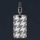 Bold modern grey houndstooth with monogram luggage tag<br><div class="desc">Chic, trendy fashion, modern houndstooth pattern in grey and white, this bold oversized preppy style dog tooth check design is perfect for cool gifts for men. Custom the personalised monogram with your initial. You can also click "customise it!" button under product photo to edit the colour and the font of...</div>