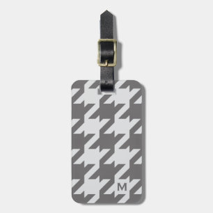 Bold modern grey houndstooth with monogram luggage tag