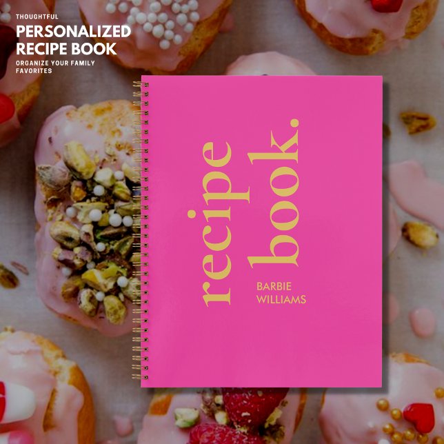 Bold Modern Hot Pink Typography Recipe Book (Creator Uploaded)