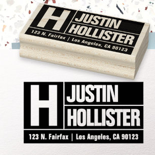 Bold & Modern Large Font   Black Return Address Rubber Stamp