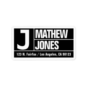 Bold & Modern Large Font Black & White Return Label