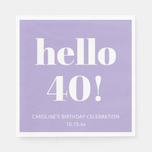 Bold Modern Lavender Purple 40th Birthday Party Napkin