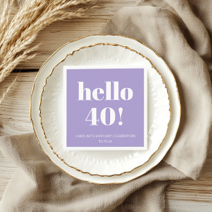 Bold Modern Lavender Purple 40th Birthday Party Napkin