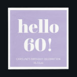 Bold Modern Lavender Purple 60th Birthday Party Napkin<br><div class="desc">This lavender purple and white 60th birthday napkin features bold, modern typography paired with a soft, elevated color palette that feels polished and intentional. It’s a simple way to bring a cohesive look to milestone birthday celebrations, from intimate dinners to larger parties. Personalize the text to match the age, name,...</div>