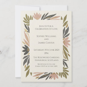 Bold Modern Leaf Wedding Invitation