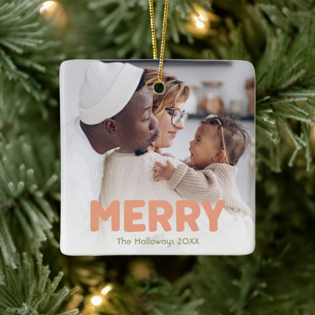 Bold Modern Merry Ceramic Ornament (Tree)