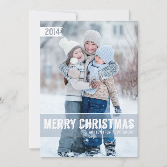 Bold Modern Merry Christmas Big Photo Card (Front)