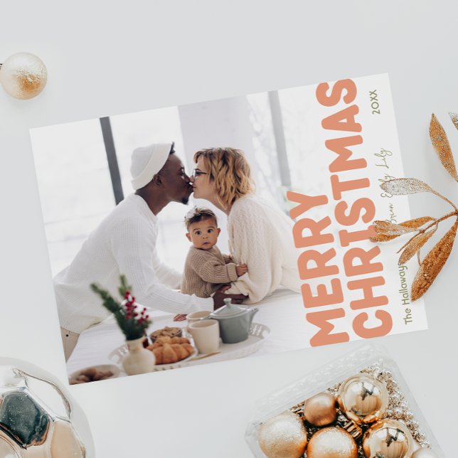 Bold Modern Merry Christmas Full Photo Holiday Card (Creator Uploaded)