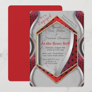Bold Modern Metallic 3D Red Grey Texture Look Invitation