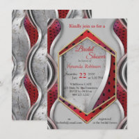Bold Modern Metallic 3D Red Grey Texture Look