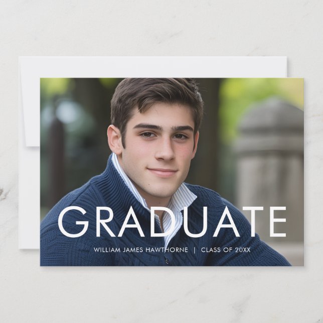 Bold Modern Minimal Photo Graduation Announcement (Front)