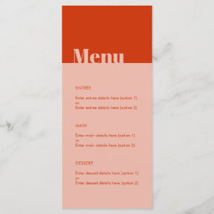 Bold Modern Minimal Typography Orange Pink Wedding Menu