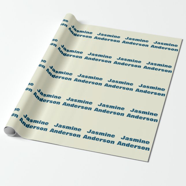 Bold Modern Minimalist Beige Ocean Blue Colour Wrapping Paper (Unrolled)