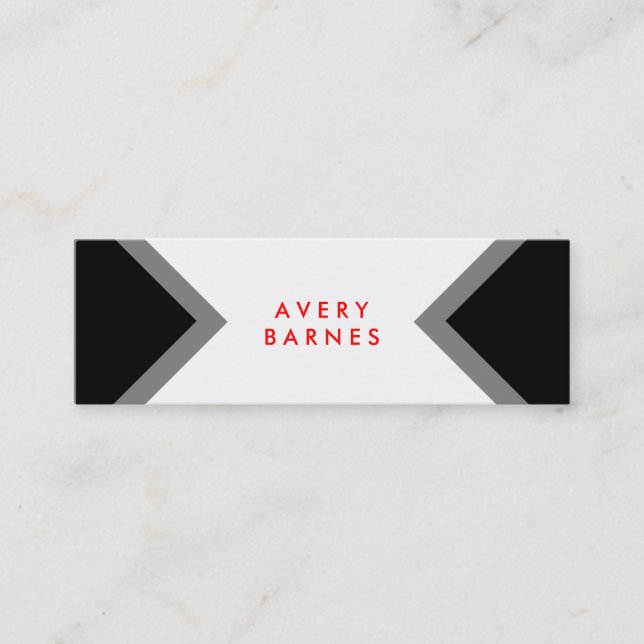Bold Modern Minimalist Black and White Networking Mini Business Card (Front)