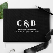 Bold Modern Minimalist Black Monogram Wedding