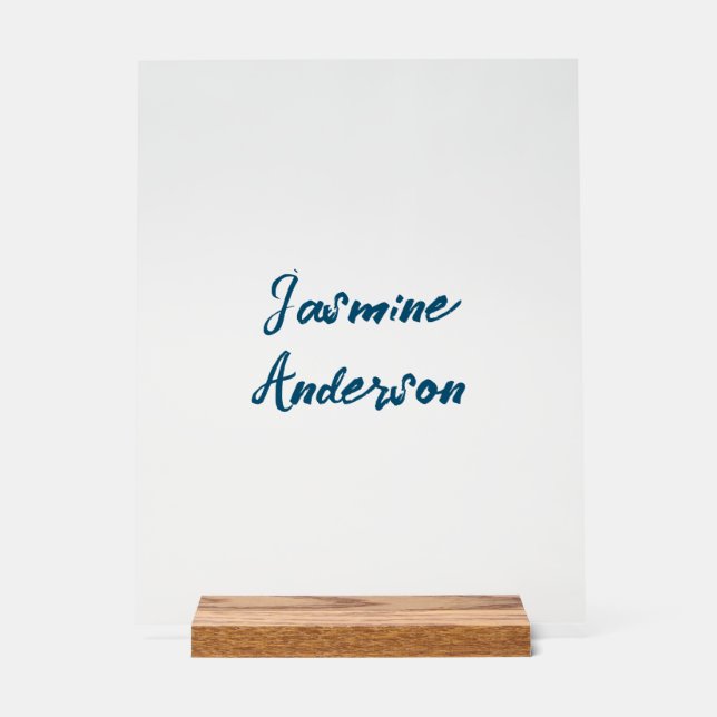 Bold Modern Minimalist Ocean Blue Colour Acrylic Sign (Front)