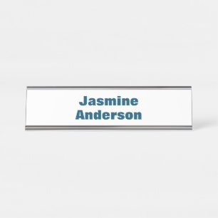 Bold Modern Minimalist Ocean Blue Colour Desk Name Plate