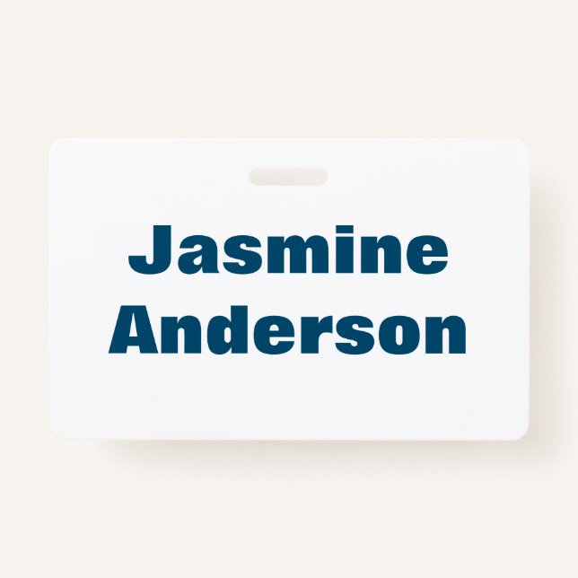 Bold Modern Minimalist Ocean Blue Colour ID Badge (Front)