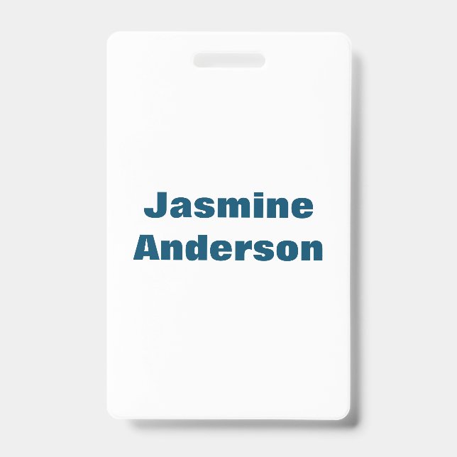 Bold Modern Minimalist Ocean Blue Colour ID Badge (Front)